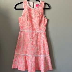 Lilly‎ Pulitzer Ellen Dress Cantaloupe Embroidered Lasercut size 00